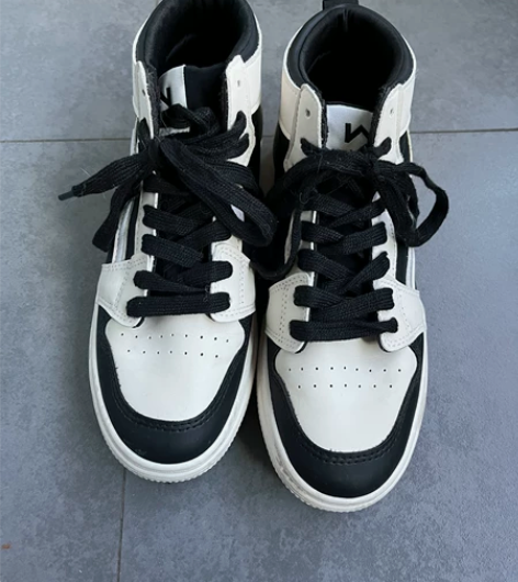 热风女鞋2022年春季新款女士系带拼色高帮...