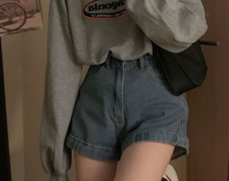 高腰牛仔短裤女夏季薄款大码胖mm遮肚显瘦宽...