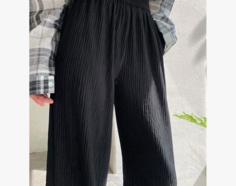 【上新价】白色阔腿裤女高腰垂感小个子冰丝裤...