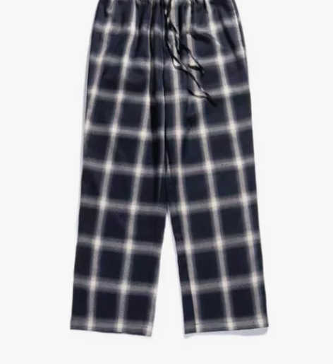 CHIGGA 复古直筒宽松格子裤 蓝白格子...