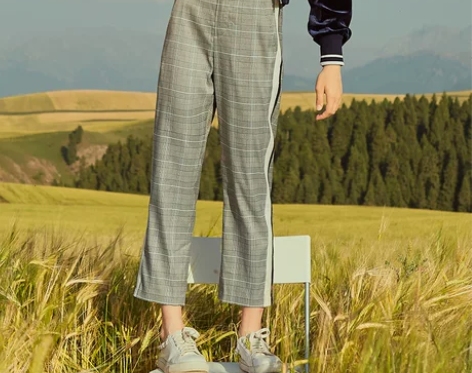 A21新品女装低腰直筒九分裤阔腿裤 时尚黑...