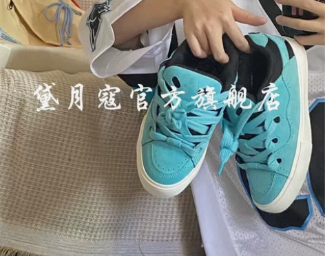 湖蓝色复古帆布面包鞋女秋季高颜值校园风百搭...
