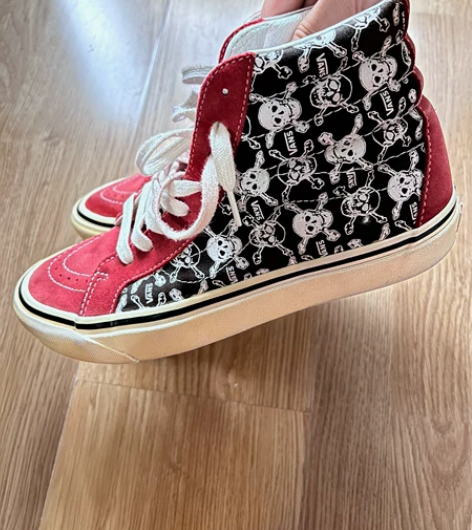 专柜正品vans高帮复古骷髅满印休闲鞋板鞋...