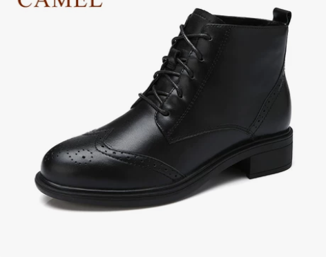 Camel/骆驼短靴 时尚英伦布洛克女靴 ...