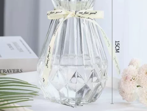 北欧浮雕玻璃花瓶客厅摆件鲜花干花插花水养水...