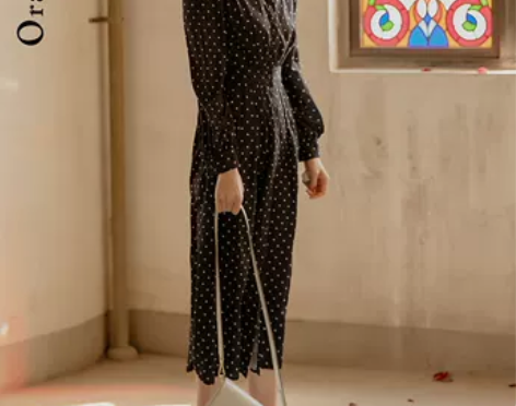 Orange Desire波点连衣裙女春季...