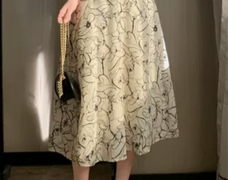 素描白色半身裙女2022春夏大码高腰显瘦小个子a字裙中长款...