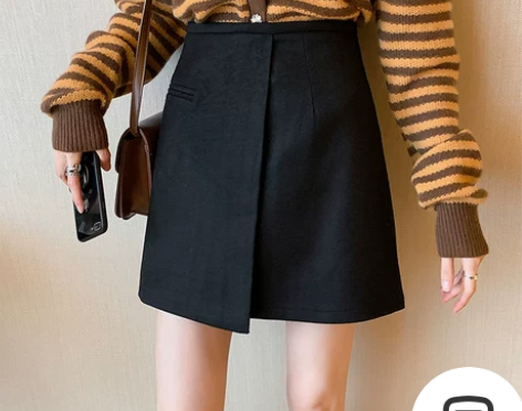 秋冬百搭不规则半身裙女2020新款复古港风...