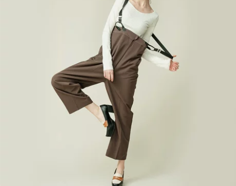 MOUSSY 春季高腰工装背带直筒休闲裤0...