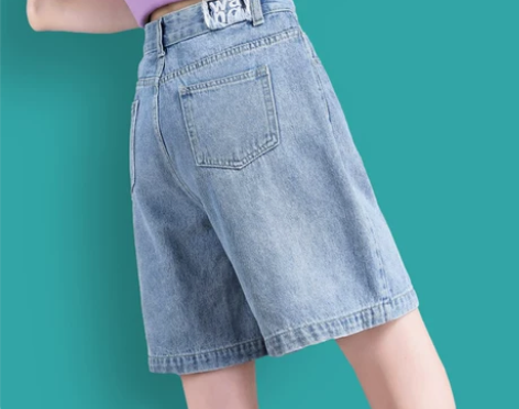 高腰五分牛仔短裤女夏薄2022年新款宽松显...