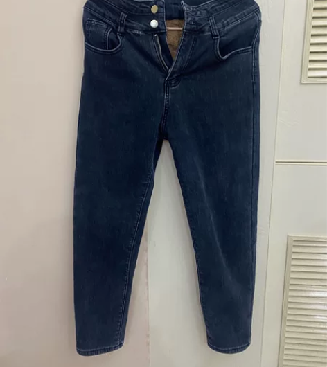 【断舍离】高腰加绒深蓝软牛仔裤 面料：高弹...