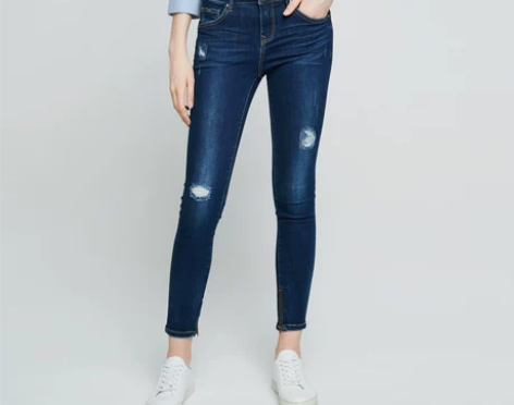 Vero Moda时尚破洞元素九分牛仔裤 ...