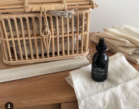 韩国ins同款进口藤编竹编置物篮杂物收纳箱...