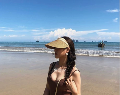 草编发卡帽子女遮脸韩版潮空顶太阳帽无顶遮阳...