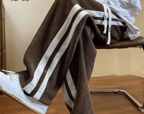 PANDIST秋冬灯芯绒拖地裤子男ins潮...