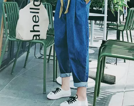 花边下定制大码牛仔裤阔腿哈伦裤2018秋新...