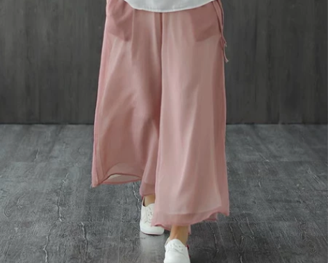 小耳出品，阔腿裤女复古文艺宽松飘逸仙女松紧...