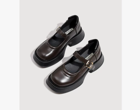 一字带玛丽珍女鞋2022新款高跟厚底乐福鞋...