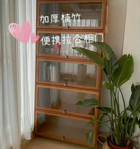 【处理20个】书柜书架落地简易带玻璃门置物...