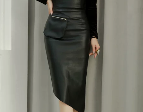 秋冬新款皮裙百搭半身裙女高腰显瘦中长款一步...