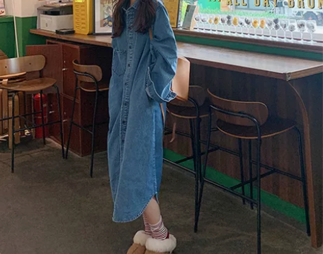 【狂欢价】秋装冷淡风女装高级感长款法式牛仔...