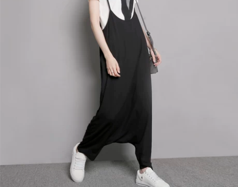 黑色港味简约吊带裙 吊带哈伦裤徐濠萦同款吊...