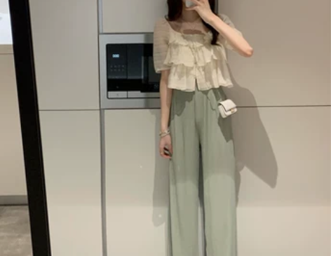 楚楚 休闲裤女夏季冰丝宽松显瘦高腰垂感薄款...