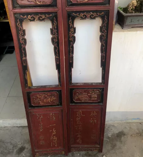 老明清模板一对工艺漂亮 上面有鎏金工艺复杂...