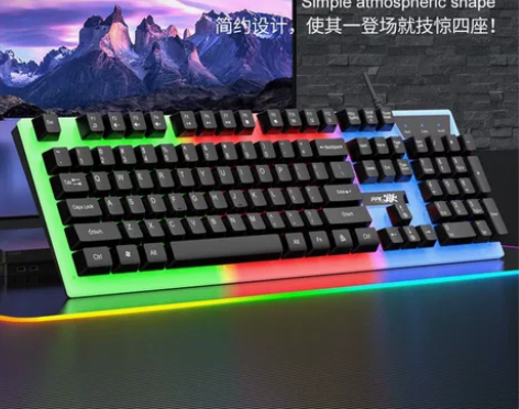 104键键盘电脑笔记本办公家用彩虹悬浮发光...