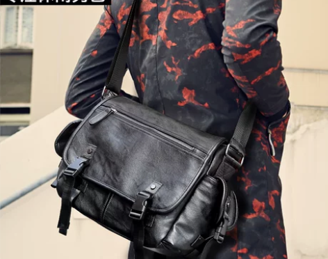 背包男斜挎包潮牌男包挎包邮差包休闲男士单肩...
