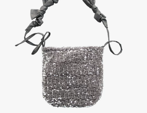 希厘 丝绒亮片高级感闪亮小斜挎包女单肩包蝴...