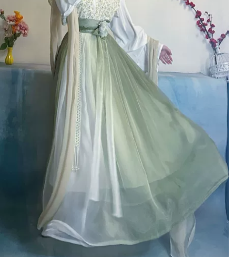 五五年原创汉服女【茶女】唐褙子暗纹提花12...