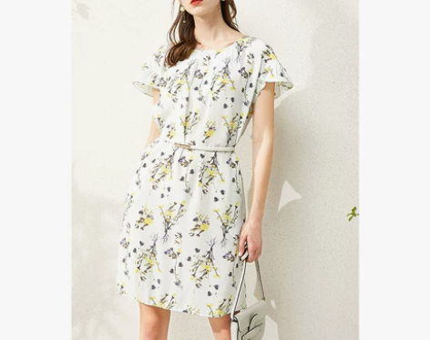 L04 MLELQ176真丝连衣裙，购于茉...