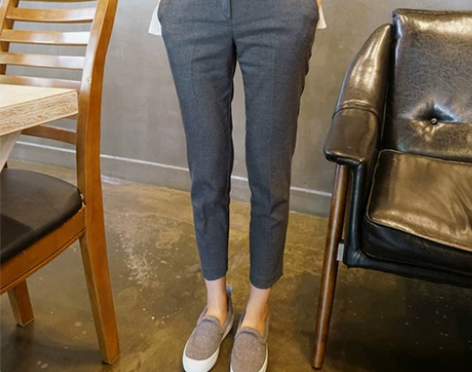 秋冬新款韩版西装裤女九分裤松紧腰哈伦裤修身...