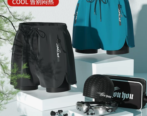 泳裤男士防尴尬2021新款专业平角五分款泳...