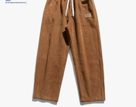 裤子复古 NASA官方灯芯绒直筒裤男士春秋...