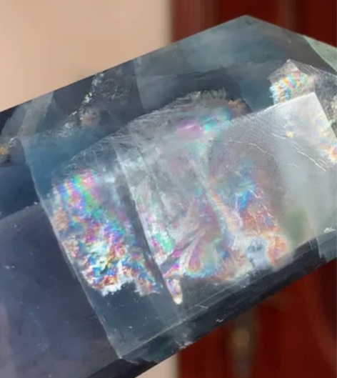 极品爆彩蓝萤石柱子 蓝萤石实物都是比相机里...