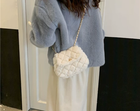 包包女2019冬季新款迷你毛毛云朵包韩版百...