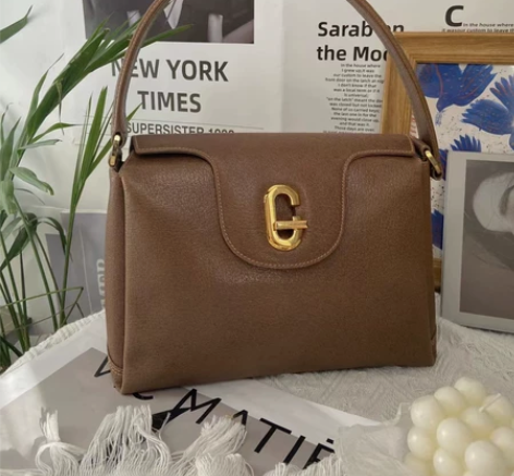 gucci中古棕色g扣手提包 可以单肩腋下...