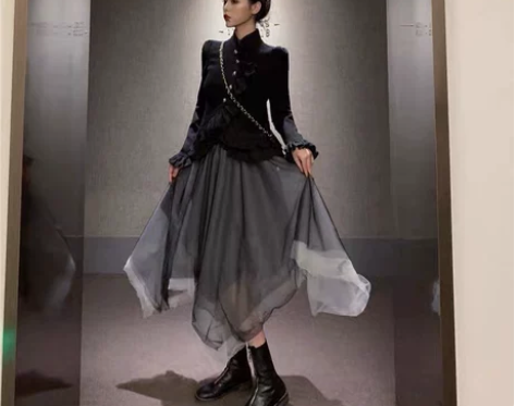 2021秋季新款时尚复古港风上衣+韩版不规...