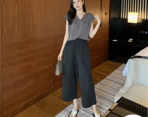 K姐自制【万能搭】锦棉平纹选高腰显瘦直筒休...