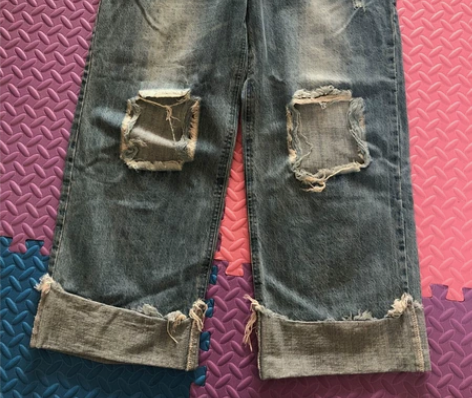 ENJOY破洞牛仔裤，阔腿裤，七分的，购物...