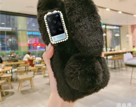 秋冬季毛绒兔子毛茸茸毛绒绒vivox60手...