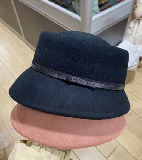 全新包邮赫本风优雅盆帽秋冬全羊毛礼帽渔夫帽...