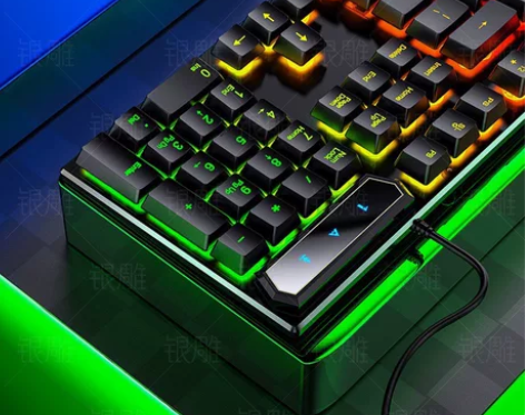 银雕V4机械手感游戏键盘 有线背光usb电...