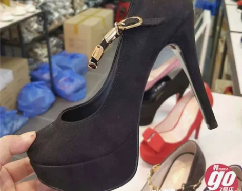 韩国进口东大门代购防水台细高跟性感一字金属...