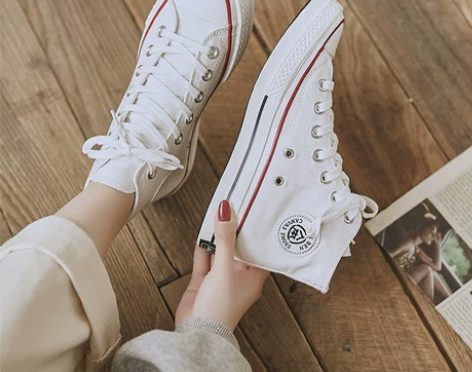 ?【风尚价】人本高帮帆布鞋女鞋大码41韩版...