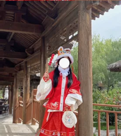 [嗨皮兔]茗月萱明制拜年服方领加绒披袄马面...