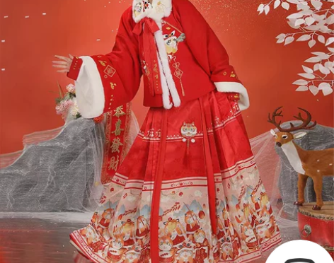 汉旭萌虎添翼原创明制汉服女冬季马面裙加绒全...