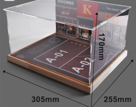 停车场街景模型车库场景汽车收纳展示盒桌面摆...